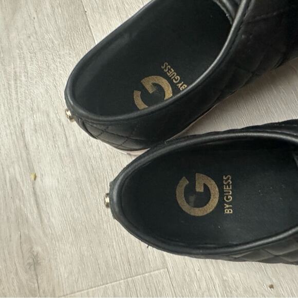 G by Guess Womens Quilted Leather Sneakers Size 8 1/2 Black Lace Up - Picture 6 of 7